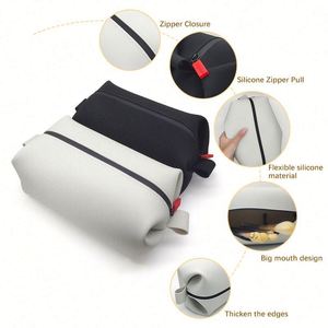 Travel Bag-<b>Silicone</b> <b>Waterproof</b> Water Resistant Durable Fashion Solid Color Large Capacity Zipper Closure Portable Outdoor Makeup - Product Image 4