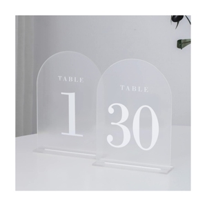 Soporte de número de mesa de acrílico esmerilado <span class=keywords><strong>Mini</strong></span> carteles de <span class=keywords><strong>pizarra</strong></span> de mesa para comida bodas fiestas de cumpleaños Buffets estante de exhibición - Product Image 1