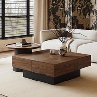 Nouvelle table basse carrée de luxe minimaliste : moderne, simple, en noyer, pour salon, usage domestique, haut de gamme, rétro, style italien
