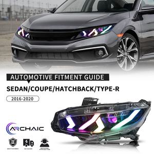 Nouveaux phares LED RGB complets Archaic 2016-2020 FK7 FK8 avec clignotants séquentiels, Plug and Play, <span class=keywords><strong>ampoule</strong></span> <span class=keywords><strong>H7</strong></span> 12V 6000K, certifiés DOT - Product Image 2