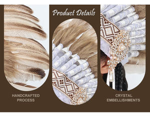 ティンモア TS107 インディアンフェザーヘッドドレス 手作り カーニバルパーティーコスチュームアクセサリー ユニセックス 大人用 在庫あり - Product Image 4