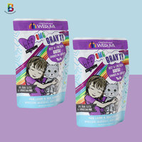 Sachet personnalisé imprimé pour aliments pour animaux de compagnie, résistant aux hautes températures (121°C), stérilisé par autoclave, 85g 100g, format stand-up