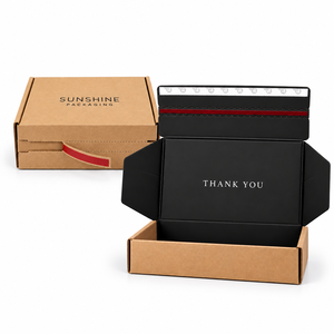 Caja de Envío Autoadhesiva Personalizada, Caja de Cartón Kraft Natural con Cierre Autoadhesivo, Caja de Envío Negra - Product Image 2