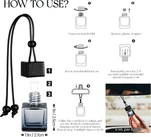 Bouteille diffuseur de parfum vide de 8 ml pour voiture, mini désodorisant, flacon en verre pour huiles essentielles avec bouchon en bois noir - Product Image 3