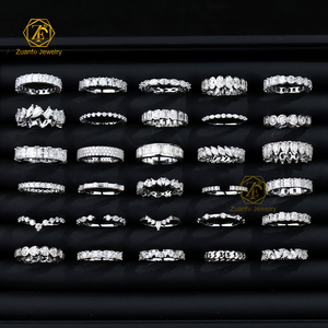 خاتم زفاف مخصص من الفضة الإسترلينية عيار 925 مع حجر موسانيت بقطع كمثري أو بيضاوي أو زمردي أو مشع للنساء - Product Image 1