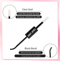 Colle à cils 2-en-1 personnalisable, étanche, sans latex, noire, avec adhésif scellant pour faux cils