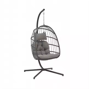 <span class=keywords><strong>Sedia</strong></span> a dondolo <span class=keywords><strong>sospesa</strong></span> a uovo seduta amaca in vimini per interni/esterni con robusto supporto in acciaio e cuscinetto resistente ai raggi UV, supporti fino a 350 libbre - Product Image 4