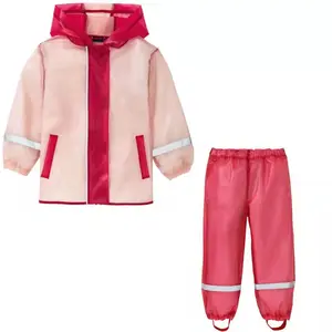 OEm Rain wear l 8 anos 2 peça chuva terno impermeável jaqueta de chuva dobrável leve Tpu raincoat para crianças meninas