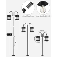 Lampadaire solaire d'extérieur étanche avec 2 lanternes suspendues en métal avec une pince utilisée pour la cour