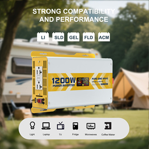 Tinh khiết Sine Wave <span class=keywords><strong>Inverter</strong></span> 1200 Wát 12V/24V DC để 110V/120V AC năng lượng mặt trời tương thích biểu tượng tùy chỉnh cho RV biến tần - Product Image 2