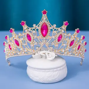 Красочная корона для невесты, аксессуары для волос, Свадебная Корона из сплава со стразами, аксессуары для дня рождения, тиары