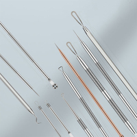 Kit d'outils d'extraction de comédons en acier inoxydable avec pinces à cellules fines et extracteurs d'acné pour le traitement de l'acné, le nettoyage des pores et l'élimination des points noirs sur le nez et le visage en salon