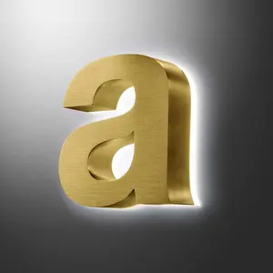 EZD lampu latar Led baja tahan karat lapis emas 3D bercahaya surat saluran standar tanda perusahaan toko tanda bisnis untuk toko