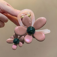 Vente en gros de pinces à cheveux coréennes tendance en acrylique vert, grandes pinces requin en acétate, accessoires capillaires pour filles