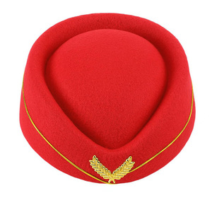 Bleu feutre compagnie aérienne hôtesse de l'air béret chapeau fête Cosplay casquette française pour femmes <span class=keywords><strong>hôtesses</strong></span> - Product Image 3