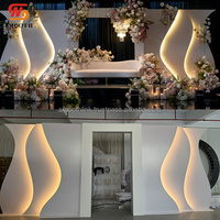 Prix d'usine, ensemble de toile de fond rectangulaire moderne en acrylique PVC avec éclairage LED blanc pour mariage et fête d'anniversaire, avec support de panneau de scène