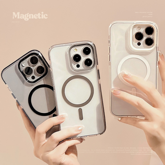 Ultra Thin Clear Magnetic Charge Cover for iPhone 12 13 14 15 16 Pro Max Transparent Case Wireless Charging