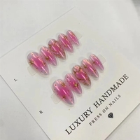 Venta al por Mayor de 10 Uñas Postizas Pintadas a Mano con Gel, Hermosas y Lujosas, Diseño Personalizado, Uñas Postizas Hechas a Mano