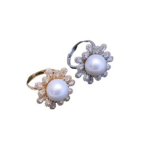 Bague en argent S925 avec perle ronde blanche de 11-12 mm de Zhuji Danshui, forte luminosité, faibles défauts, ensemble complet, vente en gros - Product Image 5