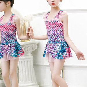 Vente en gros 2025 Maillot de bain sirènes <span class=keywords><strong>une</strong></span> pièce de créateur pour enfants Maillots de bain brillants avec impression de logo personnalisé pour filles - Product Image 2