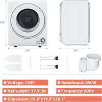 Euhomy Secadora de Ropa Portátil de 110V y 850W, Máquina Secadora Eléctrica Compacta con Tambor de Acero Inoxidable para Apartamentos y Casas Rodantes