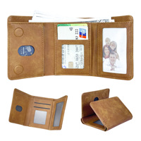 Dompet Kartu Kredit Pria Model Lipat Tiga Bahan Kulit PU Kapasitas Besar dengan Penutup Magnetik