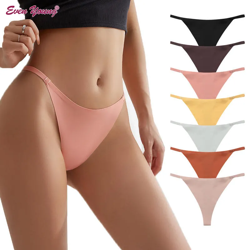 Ice silk Traceless sexy Thong underwear cross-border exclusively for large size cotton wave bottom seamless underwear