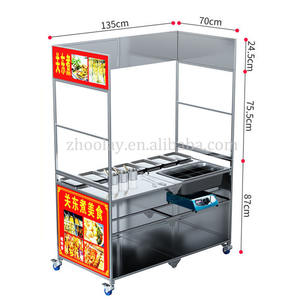 광고 공간이 있는 이동식 마켓 다이닝 카트, 접이식 스낵 상업용 스테인리스 스틸 바퀴 달린 판매 카트 - Product Image 5