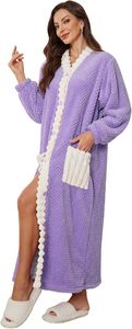 Spedizione Gratuita: Vestaglia Kimono Lunga in <span class=keywords><strong>Pile</strong></span> per <span class=keywords><strong>Donna</strong></span> <span class=keywords><strong>con</strong></span> Tasche e <span class=keywords><strong>Bottoni</strong></span>, Camicia da Notte Personalizzata - Product Image 6