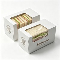 Boîtes à sandwich avec fenêtre, emballage cadeau pour pâtisserie, boîte d'emballage pour muffins, mini gâteaux, beignets, desserts, biscuits, papier d'emballage