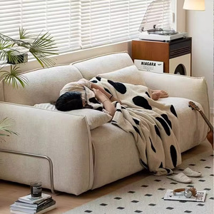 French Retro Bauhaus Designer <b>Sofa</b> Black High Back Chenille Straight Row Fabric Couch For Homestay Living Room Decor - Product Image 2
