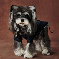 Vêtements en jean pour chien, design chaîne étoile, style mode, veste en jean noir pour chien, manteau deux pattes pour animal de compagnie