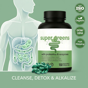 Capsules de Supplément Super Green en Vrac pour la Détoxification et l'Alcalinisation du Corps, 150 Comprimés, Haute Qualité, Conformité ISO, Direct Usine - Product Image 3