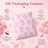 Sacs d'expédition en polyéthylène personnalisés avec nœud rose pour les entreprises de cadeaux, emballages promotionnels de vacances, sacs d'expédition imperméables en gros