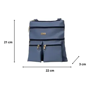 Bolso Bandolera para Mujer Fana, Material PU, Cierre de Cremallera, Correa Única, Color Azul, Uso Diario - Product Image 3