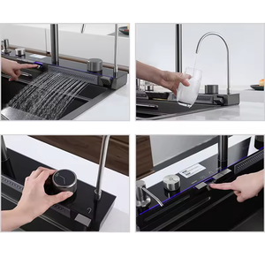 Fregaderos <span class=keywords><strong>De</strong></span> cocina multifunción Cubas <span class=keywords><strong>De</strong></span> Pia <span class=keywords><strong>De</strong></span> Cozinha Inox grifo negro 304 Acero inoxidable soldadura moderna cuadrado solo tazón - Product Image 6