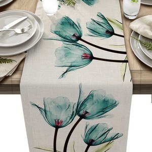 Paquete de 4 Manteles de Plástico con Diseño Floral de Tulipanes y Lavanda para Primavera/Verano, 51x86 Pulgadas - Product Image 6