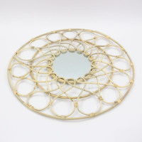 Miroir décoratif pour la maison, style nordique, miroir mural décoratif, style campagnard, miroir cosmétique en bois et rotin