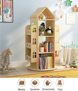 Scaffale per libri rotante di 360 gradi in piedi scaffale per libri per bambini scaffale per libri in <span class=keywords><strong>legno</strong></span> Organizer Stand - Product Image 6