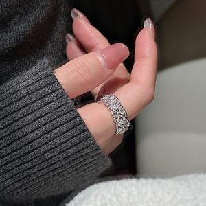 แหวนเงินแท้ S925 ประดับไมโครเซอร์คอน ดีไซน์เปิดปากวงแหวน หรูหรา เรียบง่าย ทันสมัย มีเอกลักษณ์ - Product Image 3