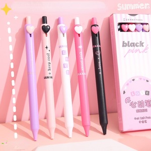 Stylo gel en forme de cœur de dessin animé coréen, papeterie kawaii, stylos gel 0,5 mm, ensemble de stylos gel noirs - Product Image 4