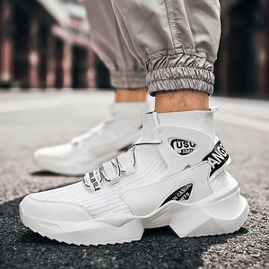 Chaussures de sport tendance pour hommes, chaussures de <span class=keywords><strong>basket</strong></span>-ball respirantes en maille tricotée à tige haute, baskets décontractées pour la course à pied, chaussures de marche tendance - Product Image 2