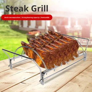 Meigo Stainless Steel Wire Barbecue <strong>Rack</strong> Foldable <strong>Lamb</strong> Chop &amp; Steak <strong>Rack</strong> Portable Easy to Clean Outdoor <strong>BBQ</strong> Tool - Product Image 4