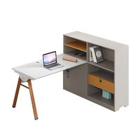 Poste de travail de bureau individuel moderne en bois avec cloison de séparation, ensemble de mobilier de direction de luxe avec table blanche