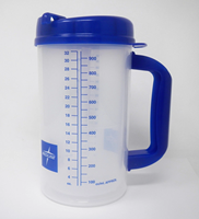 Gobelet isotherme double paroi de 32 oz pour hôpital avec poignée et paille, en plastique, pour boisson