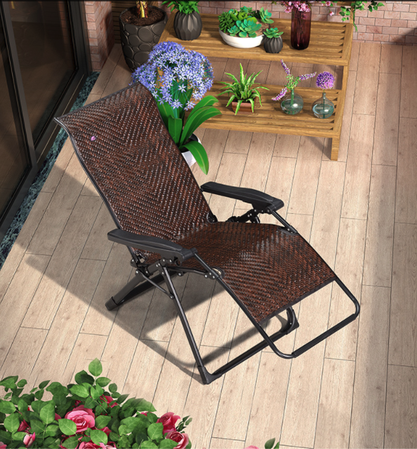 Adjustable Folding Zero Gravity Recliner Chair Portable Moon Style Beach Lounge with Pillow and Utility Tray