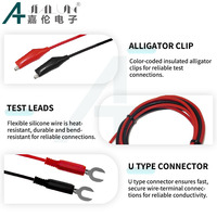 JIALUN Alligator Clip to U Type Connector Test Lead Cable Copper Silicone Jumper Wire for Electrical Testing