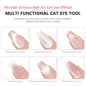 Imán para Uñas de Acero Inoxidable con Diseño de Ojo de Gato, Herramienta de Doble Cabeza Cilíndrica con Cuentas Magnéticas Reutilizables para Salones de Uñas y Uso Doméstico - Product Image 4