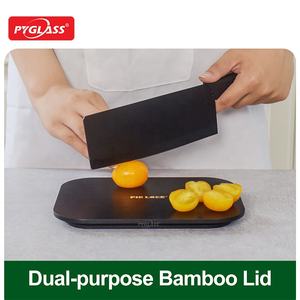Pyglass Design moderno Eco <span class=keywords><strong>contenitori</strong></span> per la preparazione di pasti 3 Pack chiaro ermetico <span class=keywords><strong>contenitori</strong></span> per la conservazione degli alimenti coperchi di bambù per l'organizzazione della cucina - Product Image 5
