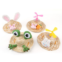 Chapeau de paille créatif pour animaux de compagnie avec hélice rotative, oreilles de grenouille et de lapin amusantes, casquette de soleil réglable pour chien, chapeau d'été pour chaton, idéal pour l'extérieur et la plage